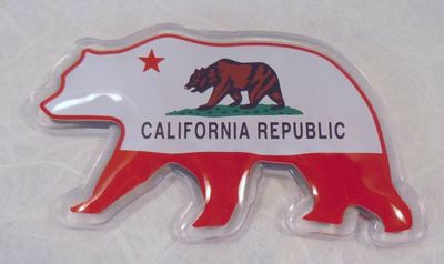 Souvenir Magnet.  California Bear Flag design.   Bear shaped magnet. 