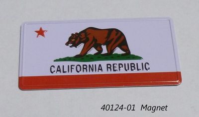 Souvenir magnet California Bear Flag design.  Embossed metal magnet. 