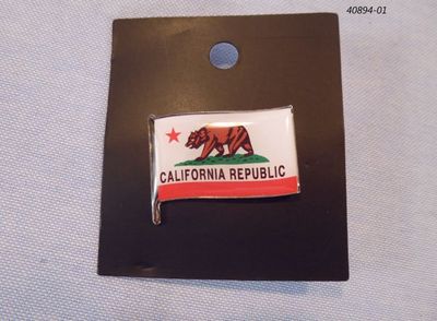 Souvenir pin hat tack with California Bear Flag design.   