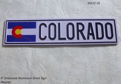Colorado 4" Street Sign Souvenir magnet with Flag