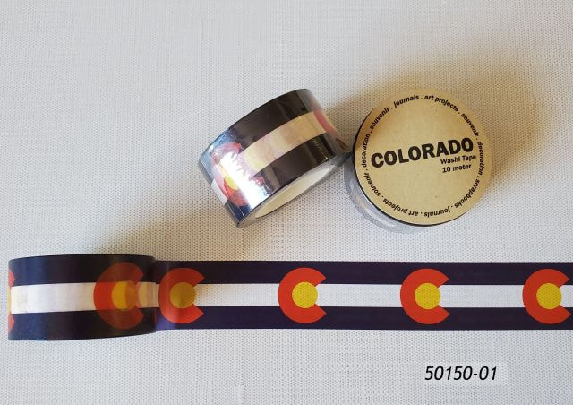 50150-01 Colorado Souvenir roll of printed tape with a repeating Colorado flag design