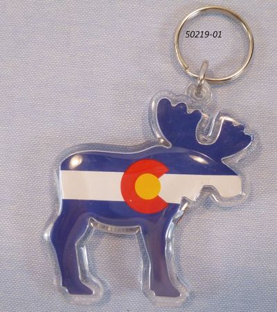 Colorado Souvenir Moose shaped flag keyring