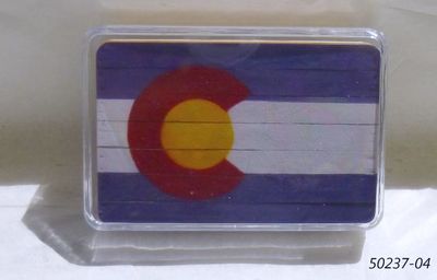 Souvenir Playing cards in a plastic box with Colorado Flag design. 