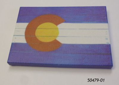 Souvenir Canvas Magnet with Colorado Flag Planks design. 