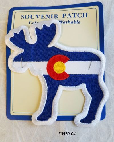 50520-04  Colorado Souvenir Embroidered Patch Moose Flag Design 