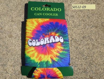 Souvenir Neoprene Can Cooler with Tie Dye Colorado design