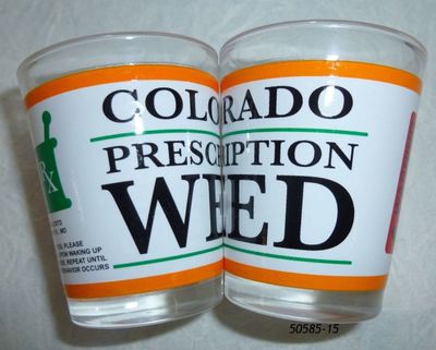 Souvenir Shotglass with RX Colorado Weed design