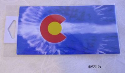 Souvenir Sticker with Tie Dye Colorado Flag design