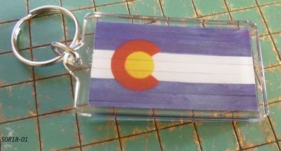 Souvenir Plastic keyring with Colorado Flag design