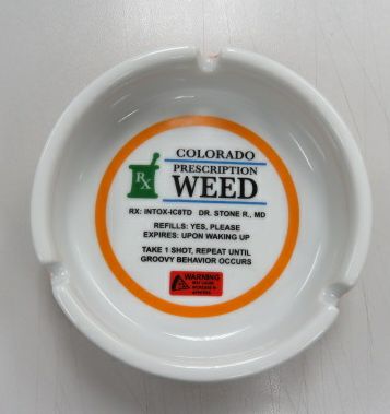 Souvenir Ashtray RX Colorado Weed Design